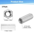 thumbnail image 3 of Uxcell 3-Pack 1/4"-20 UNC Hex Coupling Nuts, 1.18" Length 304 Stainless Steel Fully Threaded[Silver Tone], 3 of 6