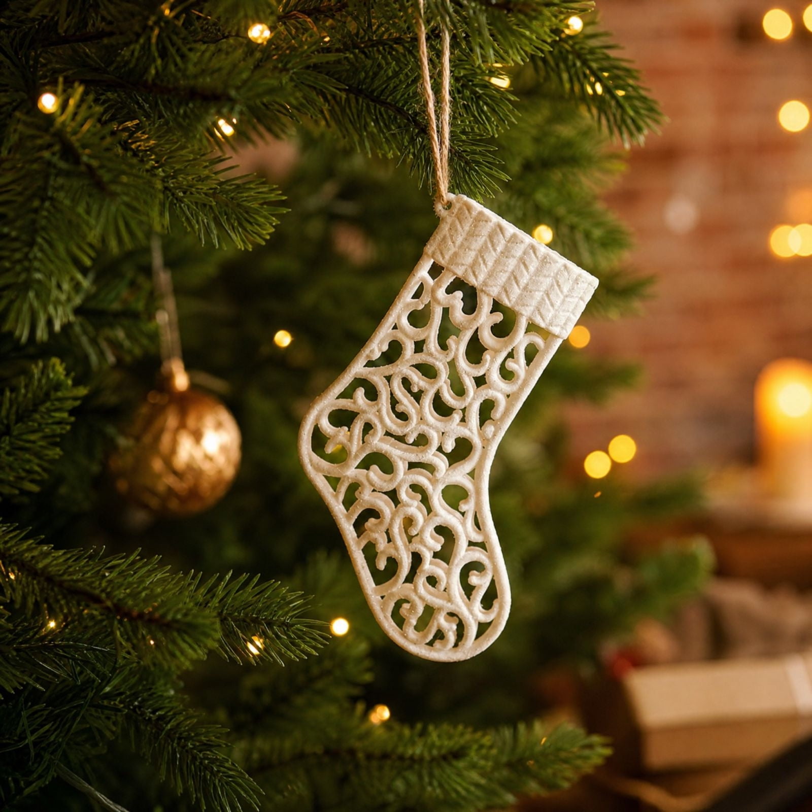 Christmas Supplies White Christmas Tree Hanging Ornaments Multi Shape Irregular Festive Pendant Set Lightweights Decorative Accessories For Indoor Winter Holiday Party Decoration