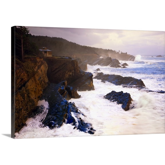Great BIG Canvas | "Winter Storm At Shore Acres State Park; Oregon Coast, Oregon, USA" Canvas Wall Art - 24x16