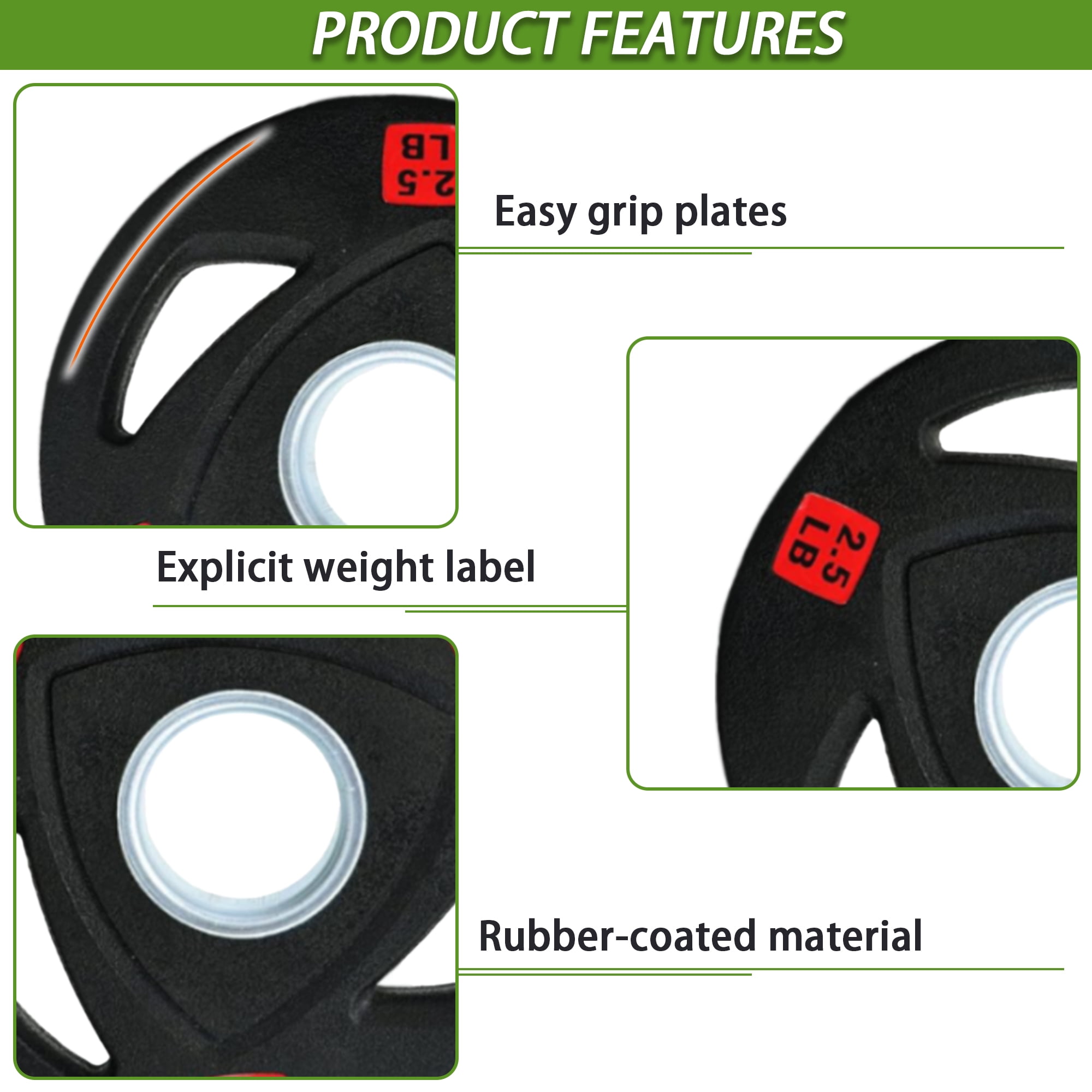 FlexWave 2-Inch Olympic Cast Iron Weight Plates Set, Multiple Sizes Including 5LB, 10LB, and 90LB, for Strength Training & Weightlifting