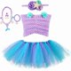 thumbnail image 3 of Disfraz de sirena para niñas, regalos de cumpleaños, conjuntos de falda tutú de princesa sirena para niñas pequeñas, tops + falda de tul, conjunto de ropa para niñas, 3 of 5