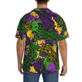 thumbnail image 3 of Lsque Mardi Gras7 print Men's Cuban Collar Short Sleeve Shirt Summer Beachwear Casual Button Down Fashionable Vacation Leisure Shirt-4X-Large, 3 of 7