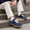thumbnail image 2 of Men's Navy Blue Retro Leather & Suede Sneakers, 2 of 8