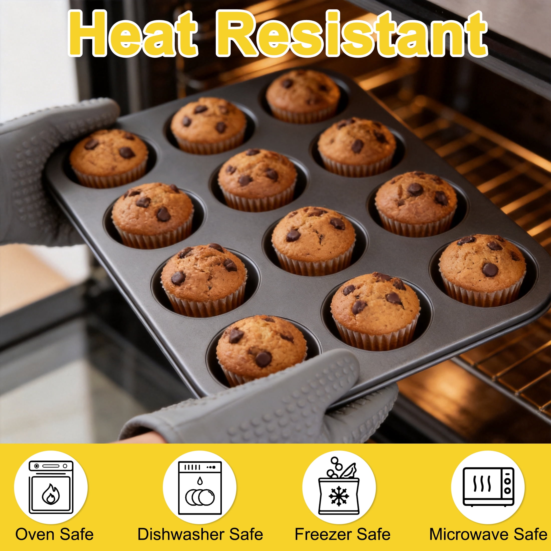12 Cups Nonstick Muffin Pan, Carbon Steel Mini Cupcake Baking Tray, Cupcake Pan for Mini Muffins, Cupcakes, Cookies