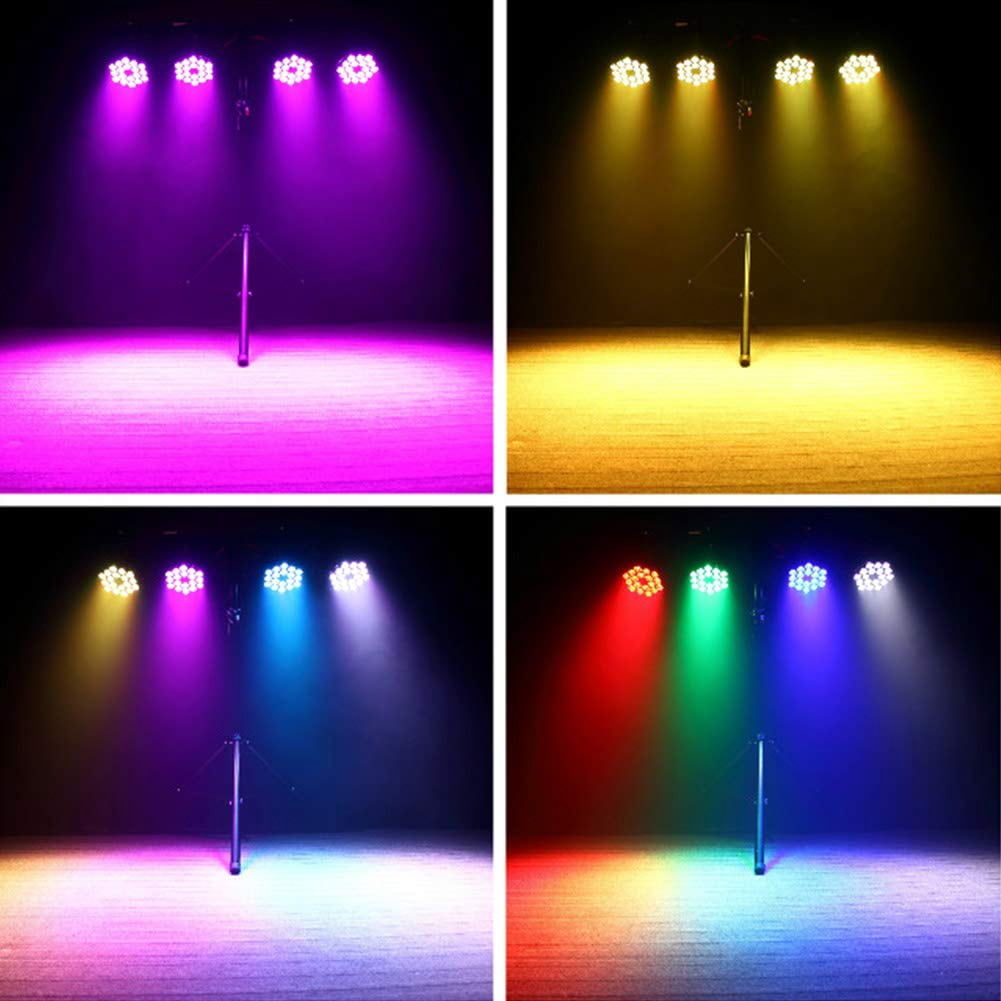 Par Lights LED Stage Lights, 18X12W RGBW Uplights Stage Lighting Effect by DMX and Sound Activated Control Wash Light for Wedding Parties Church Club DJ Live Show