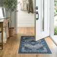 thumbnail image 2 of ODIKA 2'x3' Washable Doormat Farmhouse Abstract Geometric Bordered Mosaic Contemporary Navy for Entryway, Kitchen, Laundry Room, Non-Slip, Low Pile, 2 of 7