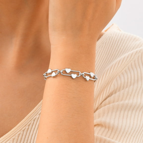 PaperClip Heart Bracelet for Women, Dainty Stainless Steel Cut Paperclip Chain Bracelets, Personalized Adjustable Circulation Paperclip Bracelet Jewelry Gifts