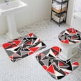 thumbnail image 3 of Color Block Triangle Bathroom Rugs Set Black Red Stitching Non Slip Absorbent Soft Bath Mats 3 Piece Set with Bathroom Rug, U-Shaped Floor Mat, Toilet Seat Cover Small Size, 3 of 9