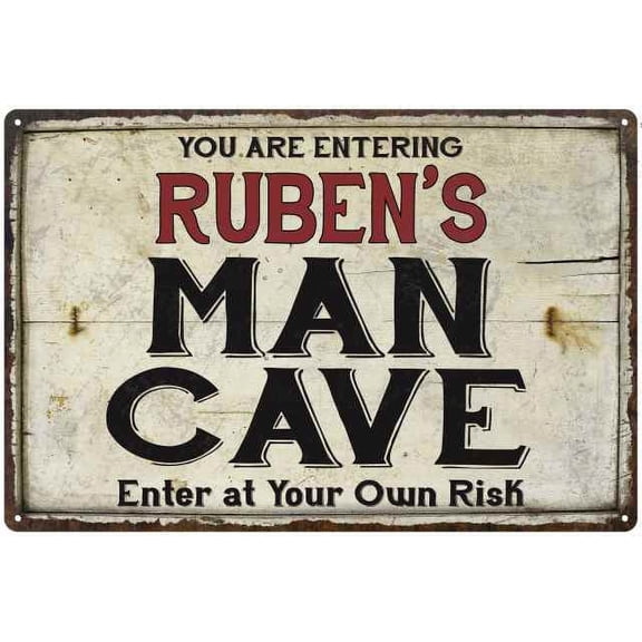 RUBEN'S Man Cave Sign Rustic 8 x 12 High Gloss Metal 208120035206