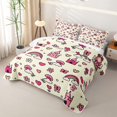 thumbnail image 3 of Manfei Rainbow Castle Quilt Full, Cute Buttefly Flower Full Bedspread Sets, Cream Pink, 3pcs, 1 Coverlet and 2 Pillowcases, 3 of 7