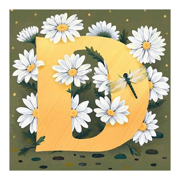 Cuadros Decorativos 5D DIY taladro cuadrado completo diamante pintura letra D Margarita decoración del hogar arte artesanal Wdftyju de costura negro 4 estilos