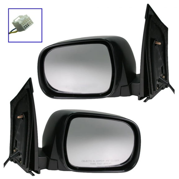 TRQ Power Black Mirrors Pair Set Driver LH & Passenger RH Side for 04-10 Sienna MRA09183 Fits select: 2004-2010 TOYOTA SIENNA