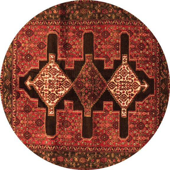 Ahgly Company Indoor Round Persian Orange Traditional Area Rugs, 8' Round