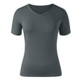 thumbnail image 3 of Women's V Neck Soft Stretch Casual Tee Comfortable Short Sleeve T-Shirt Breathable Lightweight Top for Everyday Wear, 3 of 4