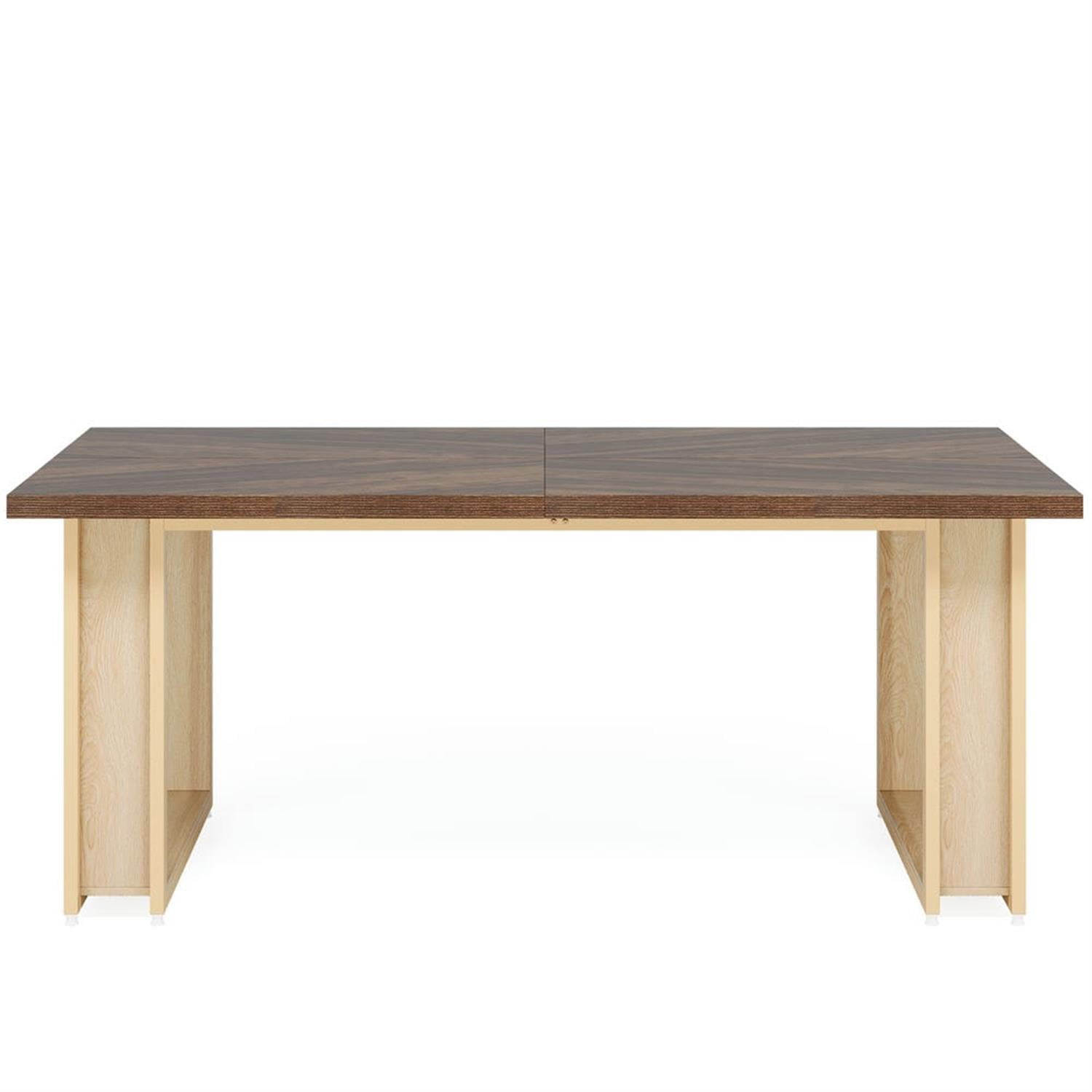 Demi Bonn 63" Wood Executive Computer Desk, Modern Duty Study Writing Gaming Table for Home Office, Brown