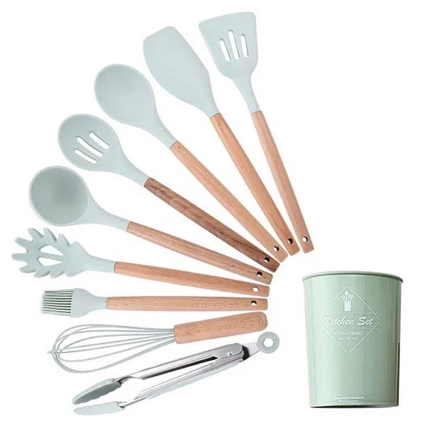 Juego de utensilios de cocina de silicona de 12 uds, utensilios de cocina resistentes al calor, utensilios de cocina antiadherentes, herramientas para hornear con caja de almacenamiento Ormromra 2026583-3