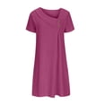 thumbnail image 4 of Vivianyo HD Long Sleeve Dress for Women Women's Fashion Solid Color Short Sleeve Round-Neck Mid-Calf Dress, 4 of 6