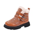 thumbnail image 2 of BRGZLK Toddler Kids Girls Boots Winter Casual Comfy Warm Fleece Lined Snow Boots Trendy Solid Color Waterproof Non Slip Ankle Booties with Buckle Detail Brown 3.5-4 Years, 2 of 6