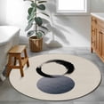 thumbnail image 3 of Abstract Art Sun Round Area Rug 4Ft Washable Circle Rugs for Bedroom Dining Room, Modern Art Black Round Rustic Non-Slip Carpet Floor Mats Indoor Outdoor Carpet Runner Aesthetic Home Decor, 3 of 8