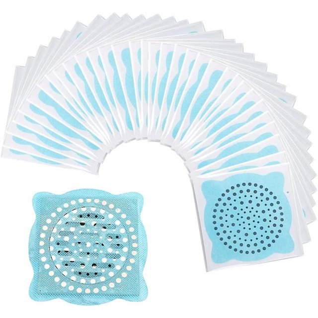 CHAO 60 pegatinas desechables por paquete (azul - 15 cm) para desagües de suelo de ducha, filtros de pelo fáciles de instalar, adecuados para baño, cocina, pelo de perro