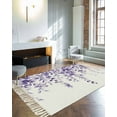 thumbnail image 4 of Purple Eucalyptus Leaves Large Area Rug 4x6ft Woven Runner Rug,Watercolor Spring Botanical Washable Living Room Bedroom Kitchen Bathroom Classroom Carpet with Tassels,Indoor Outdoor Throw Door Mat, 4 of 5