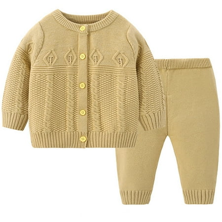 

ATOGUTA Boys Girls Pajama Set Soft Fleece Sleepwear for Kids Long Sleeve Child Winter Pjs for Toddler Yellow Size 2M-3T
