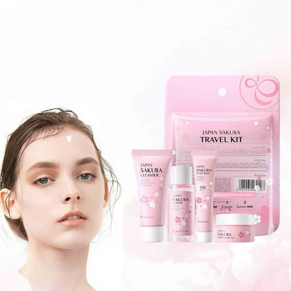 Fakiway Hydrate and Nourish Set, Travel Set 4-piece Facial Care Moisturizing Face Cream Essence Lotion Facial Cleanser, Moisture Skin Barrier, Nourishes Deeply, Gifts for Wife Girlfriend
