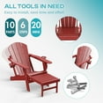 thumbnail image 3 of FODINGHILL Folding Adirondack Chair Set of 2 with Ottoman, Adjustable Backrest HDPE All-Weather Firepit Chair with Cup Holder, Red, 3 of 8