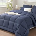 thumbnail image 6 of Grayish Blue Queen Comforter Set - 7 Pieces Bed in a Bag, Lightweight Goose Down Alternative Bedding Sets with All Season Comforter, 1 Flat Sheet, 1 Fitted Sheet, 4 Pillowcases, 6 of 18