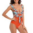 thumbnail image 4 of asddcavvf Bikini Sets for Women 2023 New Swimsuit Printed Matching Ruffle Backless High Waist Pants, 4 of 8