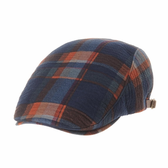 WITHMOONS Newsboy Flat Cap Tartan Check Cool Cotton Ivy Hat LD3595 (Navy)