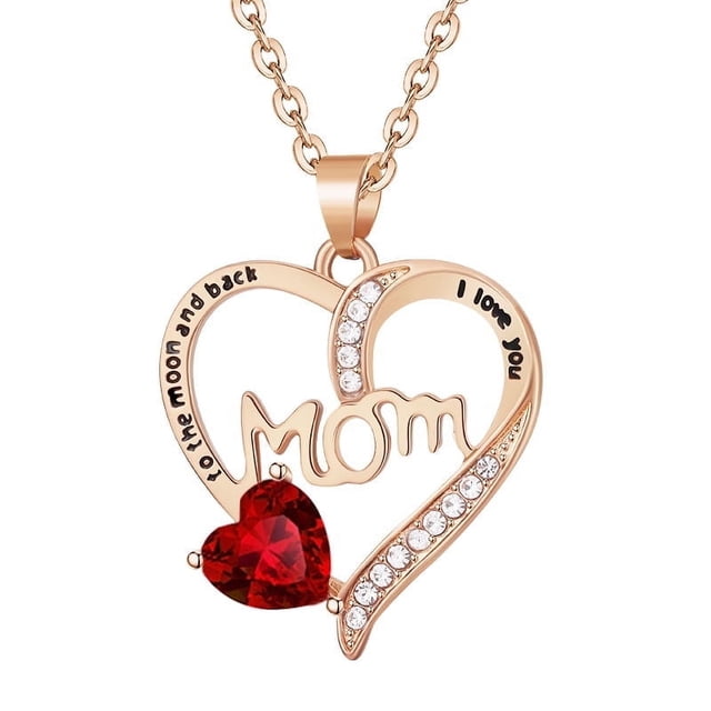 MesaSe Mom Necklace I Love You Mom Gifts Mother‘s Day Gifts 925 Sterling Silver Necklace Birthstone Necklace for Mom Birthday Gifts for Mom Gifts from Daughters Son Gifts For Women LK01
