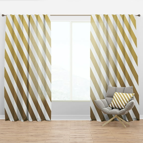 Designart 'Gold Diagonal Retro Design' Mid-Century Modern Curtain Panel