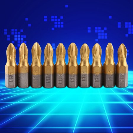 Yosoo 10 Pcs Screwdriver Bits PH2 Magnetic Screwdriver Bit Titanium Coated 1/4 Hex Shank 25mm Length PH2 Antislip Magnetic S2...