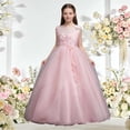 thumbnail image 2 of Miluxas Girl Lace Dress for Kids Wedding Pageant formal Party Long Gown Princess Maxi Tulle Dresses Pink 7-8 Years, 2 of 8