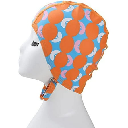 LINLIN Women's Swimming Cap Colorful Printed Long-Hair Swimming Pool Cap Elastic Quick-Drying Bath Adjustable Stretch Cloth
