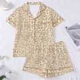thumbnail image 2 of HAYIMI Leopard Printed Pajama Sets For Women 2 Piece, Lapel Collar Short Sleeve Button Shirt With Matching Shorts, Trim Detail Nightwear Loungewear, 2 of 4