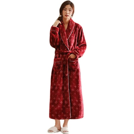 

QWZNDZG Bathrobe for Women Men Fleece Bathrobes Tie Belt Soft Lightweight Long Robe for Couple Bathrobe Onesie