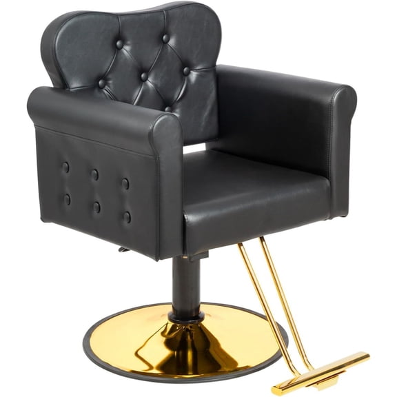 UBesGoo Hydraulic Salon Chair, Heavy Duty 360° Swivel Barber Styling Chair, Black Gold