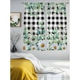 thumbnail image 3 of Green Eucalyptus Leaves Sheer Curtains 63 Inch Length 2 Panels for Living Room, Summer Botanical Daisy Black Plaid Voile Kitchen Curtain Set, Luxury Privacy Drapes Window Treatment for Bedroom, 3 of 7
