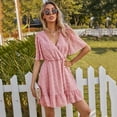 thumbnail image 5 of Summer Dresses for Women V-Neck Simple Dress Solid Color Comfort Chiffon Dress T-Shirt, 5 of 7