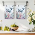 thumbnail image 3 of Whale Coastal Kitchen Towels Set of 4, Summer Beach Ocean Shell Jellyfish Starfish Absorbent Dish Towels for Kitchen, Microfiber Hand Towel, Quick Drying Tea Towel for Cleaning Decorative Dishcloths, 3 of 7
