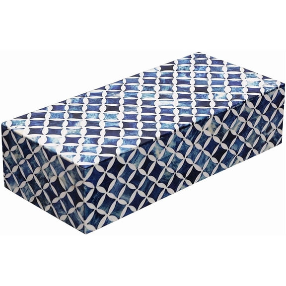 Handicrafts Home Blue Star Bone Inlay Decorative Box 10x4.5 – Large Jewelry Organizer Box with Lid, Boho Centerpiece & Unique Home Decor