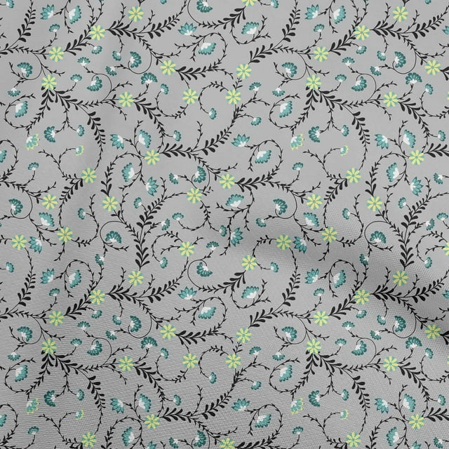 oneOone Cotton Poplin Gray Fabric Florals Sewing Craft Projects Fabric Prints By Yard 42 Inch Wide