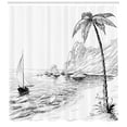 thumbnail image 3 of Ambesonne Black and White Shower Curtain, Sea Coast Holiday, 69"Wx75"L, Black White, 3 of 3