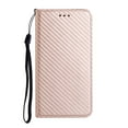 thumbnail image 2 of SaniMore for Samsung Galaxy S24 Ultra Wallet Case, Wrist Strap Magnetic Clasp, Card Slots Carbon Fibre Skin Shockproof TPU Anti-drop Anti-scractch Stand Business Full Body Protective Shell, Rosegold, 2 of 8