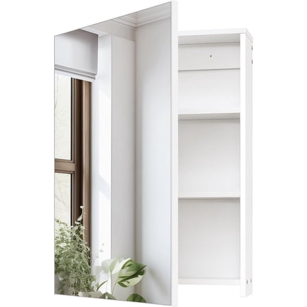 Wall-Mounted Bathroom Vanity with Mirror, Medicine Cabinet with Storage Function, Hanging Storage Cabinet, Adjustable Shelves, White