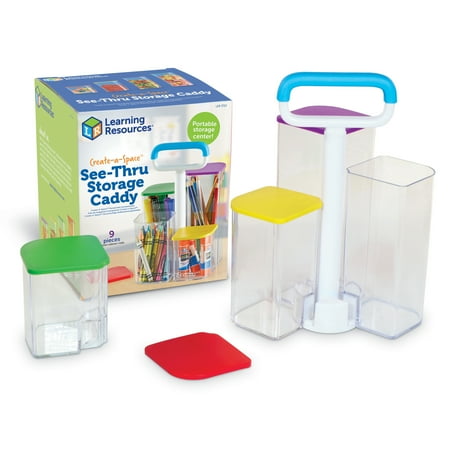 UPC: 0765023037128 | Learning Resources Create-a-Space See-Thru Storage Caddy – 9 Pieces Classroom and Desk Organizer  Craft Storage