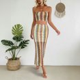 thumbnail image 5 of WRFWUL Womens Strapless Tube Top Midi Skirt Set Knitted Print Bodycon Two Piece Party Clubwear Dress Outfits Sets, 5 of 6