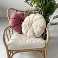 thumbnail image 2 of Nvzi -b Round Cushions Pillows Solid Color Velvet Chair Sofa Pumpkin Throw Pillow Pleated Round Pillow for Home Bed Car Decor Floor Pillow Cushion(Pink,Diameter 15"), 2 of 4